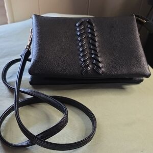 ISABELLE Black VEGAN CROSSBODY BAG WRISTLET CLUTCH
